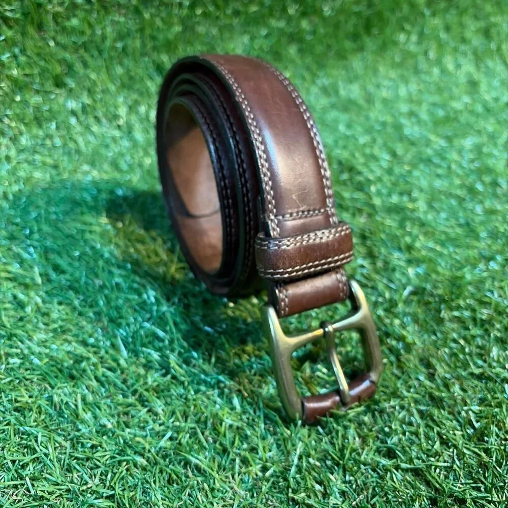 Brighton Men's Brown Belt 40 Brown Leather Preppy Casual Brass M21215